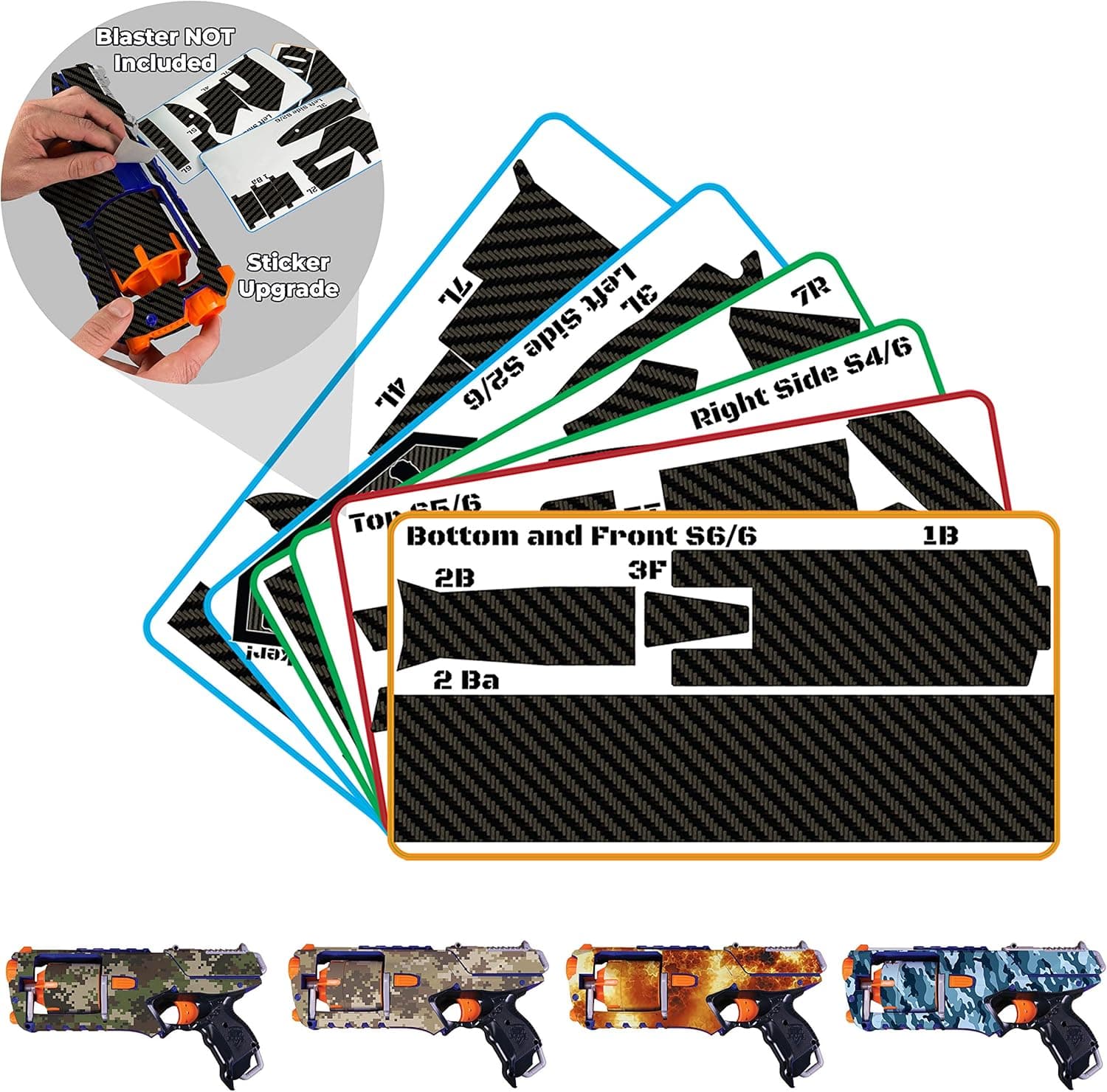 Blastr Wrapz - Blaster NOT Included -Sticker Decals Intended for Elite N Strike Strongarm (1-Pack) Custom Toy Blaster Adhesive Vinyl Skin Upgrade Mod Gear; Kids, Teens, & Adults (Carbon Fiber)