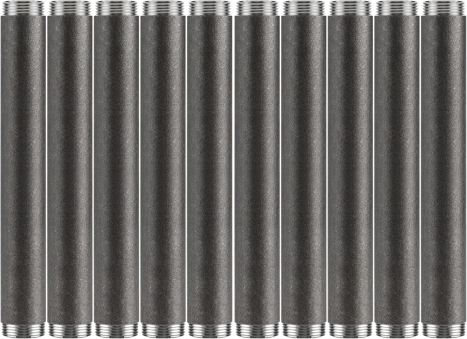 1"x 10" Industrial Pipe - Home Expert 10 Pack Primary Color Malleable Cast Iron Pipe Heavy Duty Pre Cut Metal Pipe Threaded Gray Pipe Fitting for Industrial Vintage Style DIY Project