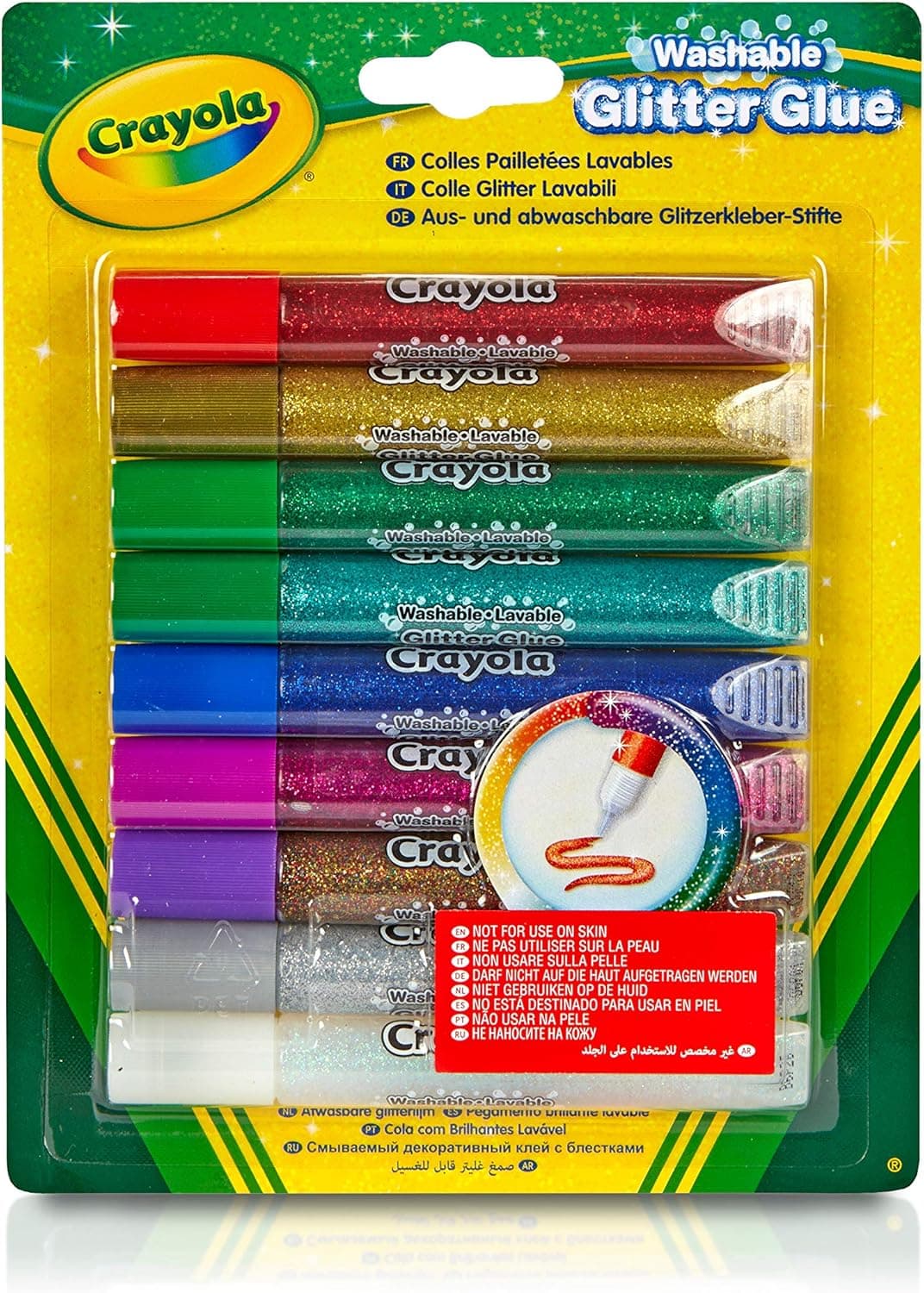 Crayola Washable Glitter Glue - Assorted Colours (Pack of 9) | Add Some Extra Sparkle to Your Arts & Crafts! | Ideal for Kids Aged 3+
