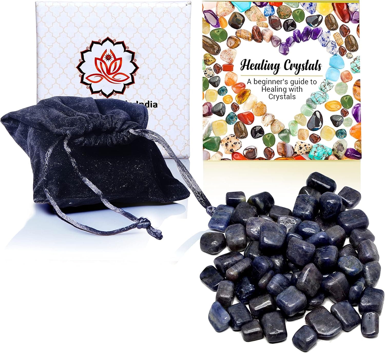 Healing Crystals India 1/2lb Natural Iolite Gemstone Tumble with Free eBook About Crystal Healing (Iolite)