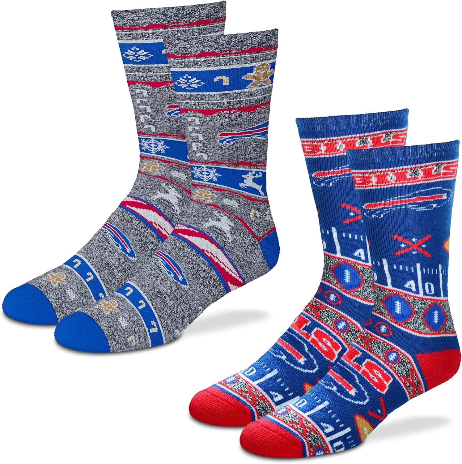 FBF Orginals - NFL Super Fan & Ugly Holiday Christmas Gift Socks - 2 Pack