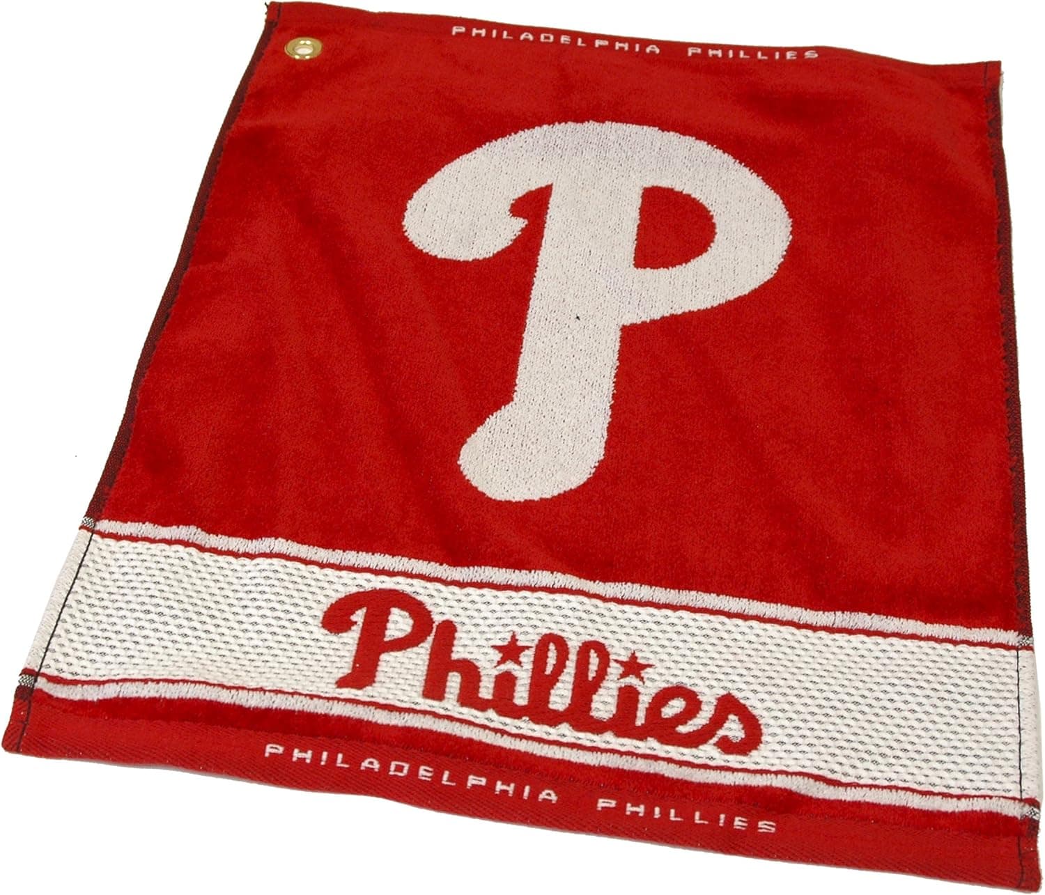 Team Golf MLB Jacquard Woven Golf Towel, 16" x 19", 100% Cotton, Attach to Golf Bag with Corner Hook