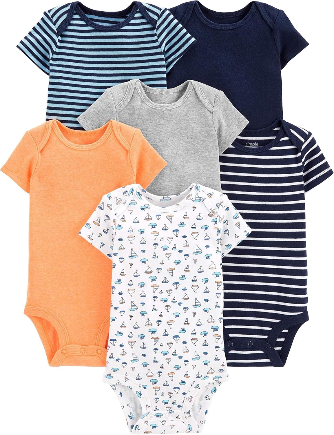 Simple Joys by Carter's Baby Boys' Short-Sleeve Bodysuit, Pack of 6