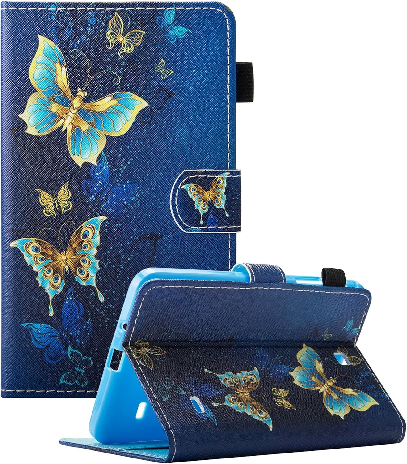 Tab 4 7.0 Case, Samsung Galaxy SM-T230 Case Cover, Dteck Slim PU Leather Stand Case with Card Slots Magnetic Closure Protective Cover for Samsung Galaxy Tab 4 7.0" T230 /T231/ T235, Gold Butterfly