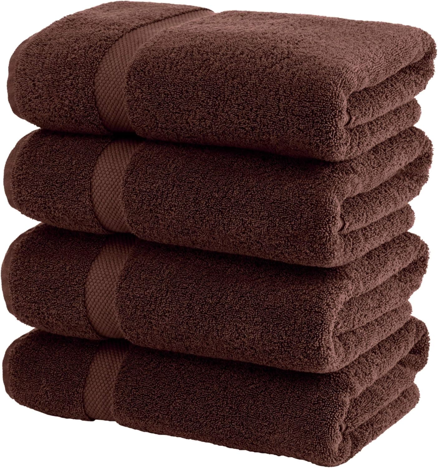 White Classic Luxury Cotton Bath Towels Large - | Highly Absorbent Hotel spa Collection Bathroom Towel | 27x54 Inch | Set of 4 (Dark Brown, 4)