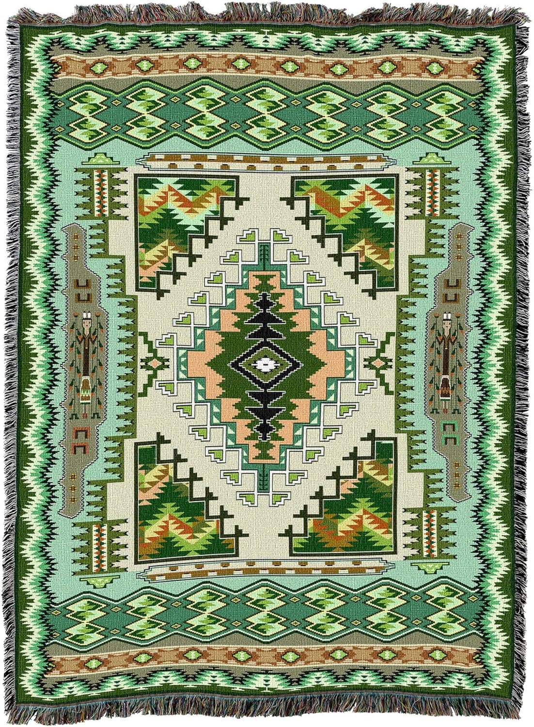 Pure Country Weavers Painted Hills Sage Blanket XL - Southwest Native American Inspired - Gift Tapestry Throw Woven from Cotton - Made in The USA (82x62)