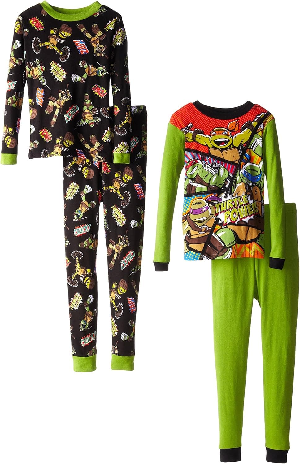 Teenage Mutant Ninja Turtles Big Boys' Pizza 4-Piece Pajama Set, Multi, 8