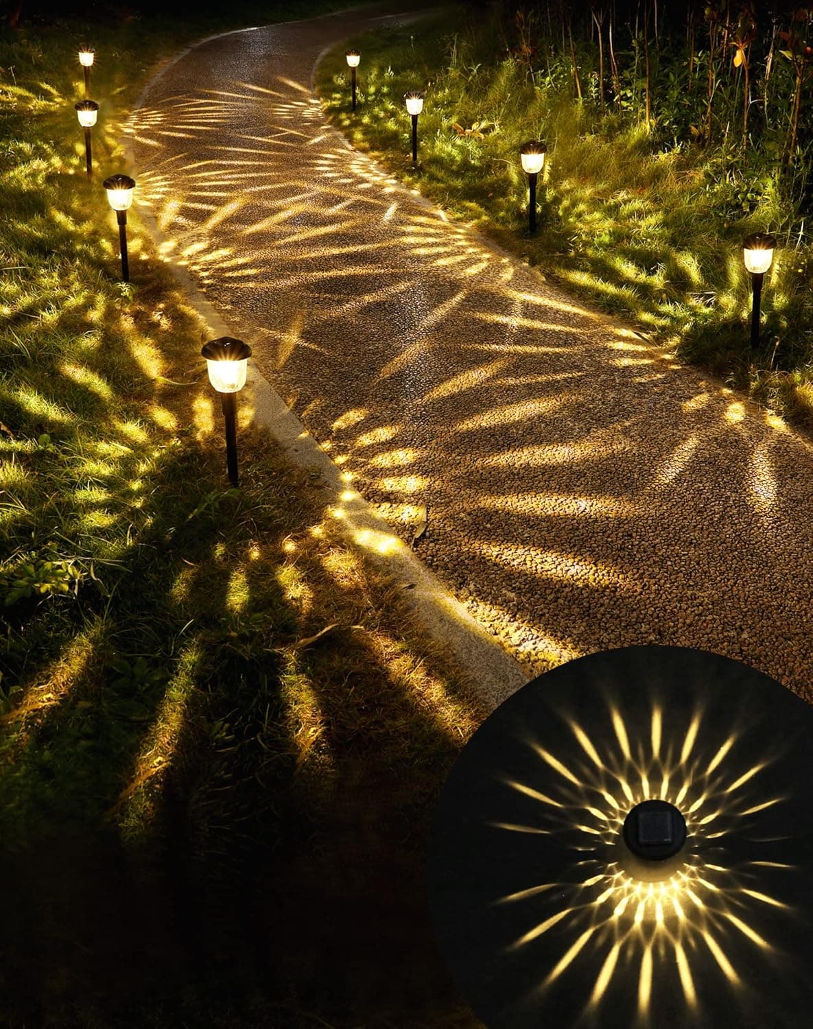 SEG Direct Dynamic Solar Lights Pathway Outdoor 8 Pack, Bright Solar Powered Garden Lights for Walkway Yard Backyard Lawn Landscape, Waterproof, Auto On/Off