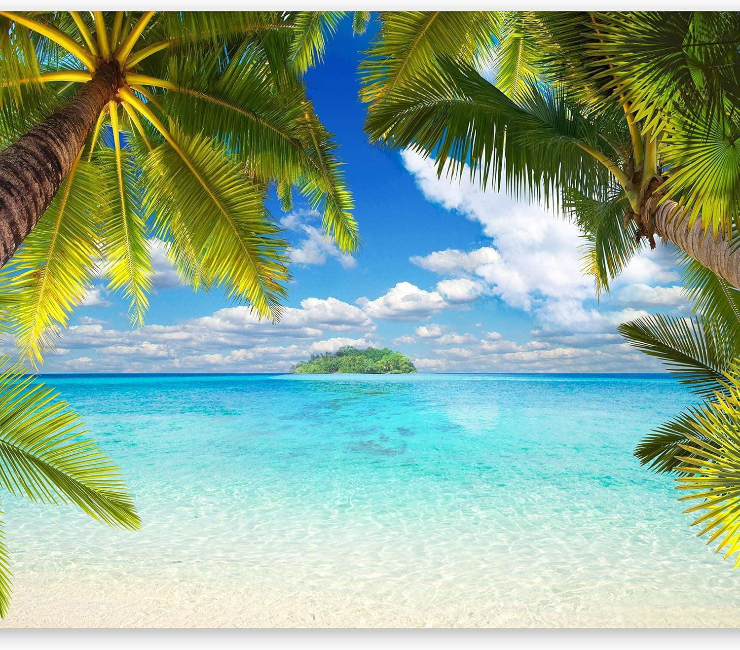 artgeist Wall Mural Tropical Island 135x101 in - Peel and Stick Self-Adhesive Wallpaper Removable Large Sticker Foil Wall Decor Print Picture Image Design Palm Tree Beach Sea 10110903-21