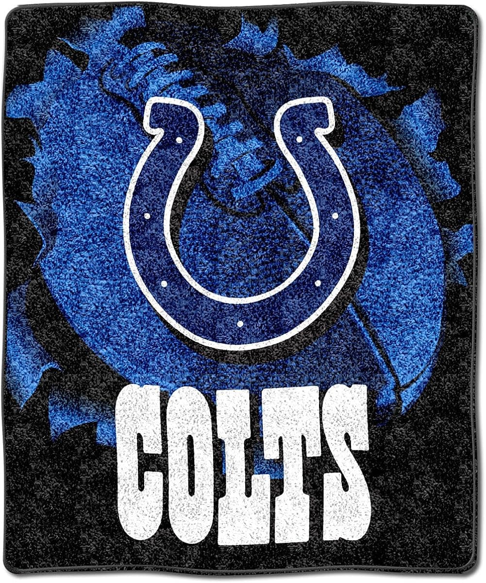 NFL Indianapolis Colts 50-Inch-by-60-Inch Sherpa on Sherpa Throw Blanket "Burst" Design