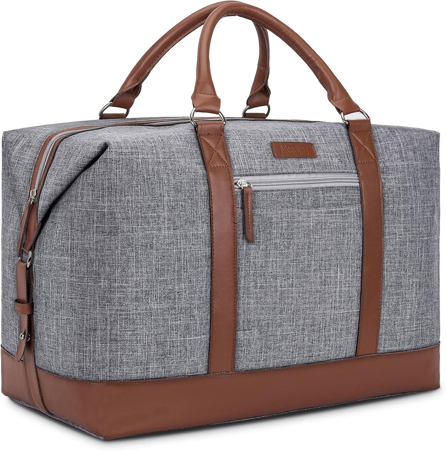 NiceEbag Weekender Duffel Bag With Micro Fiber Leather Handle 40L Water-Resistant Large Travel Bag For Business Trip