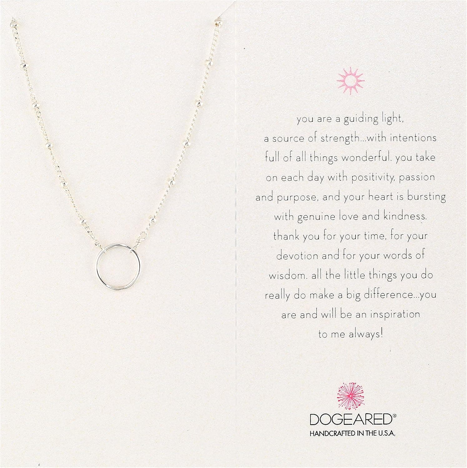Dogeared Karma Ring On Beaded Sterling Silver Chain Necklace