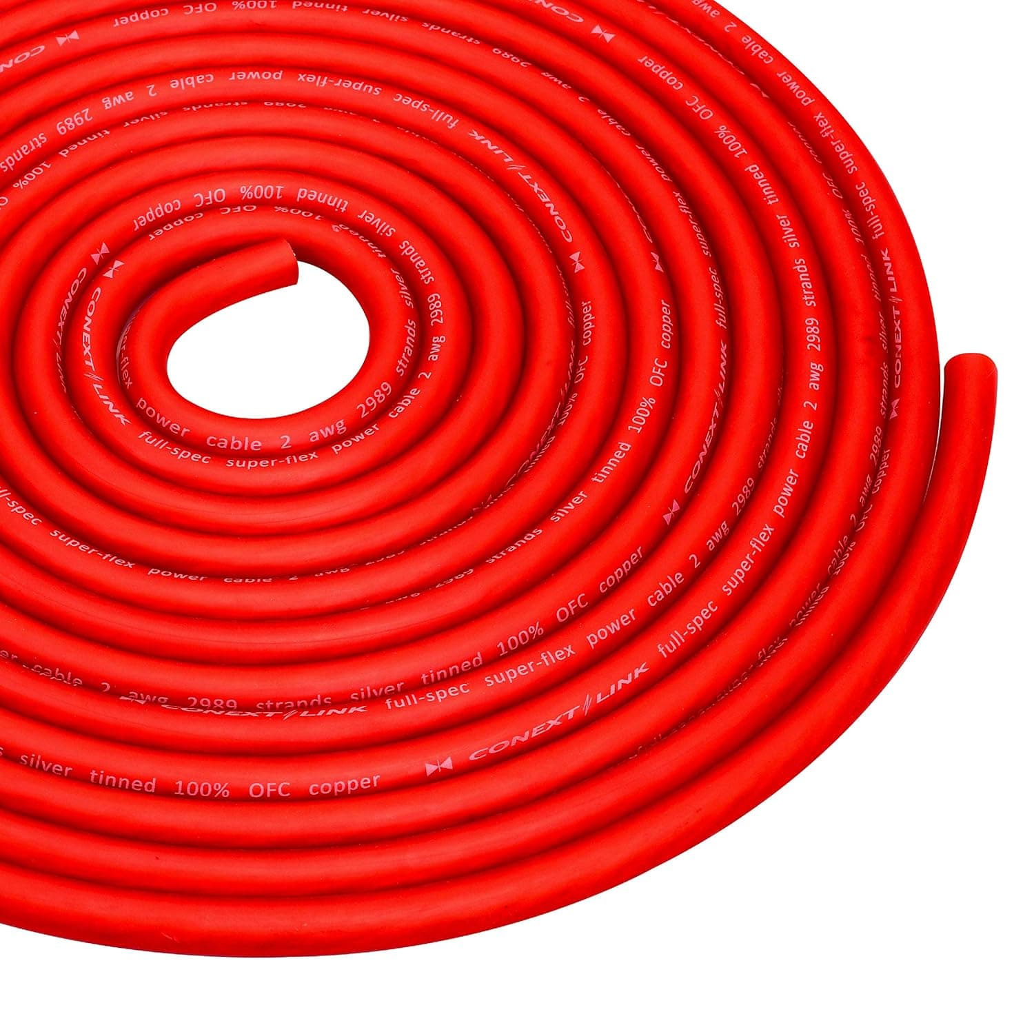 Conext Link 15 FT 2 AWG GA Full Gauge Battery Power Cable Ground Wire Frost Red OFC Copper （10071）