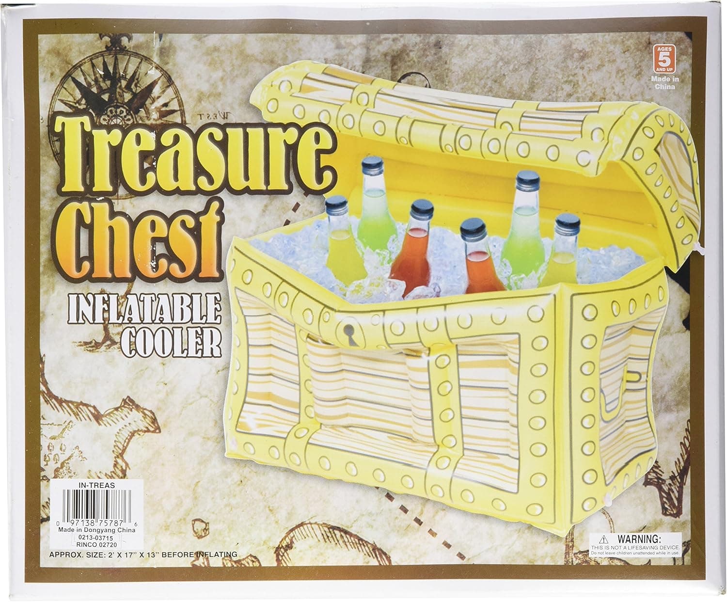 1 X Inflatable Pirate Treasure Chest Cooler.