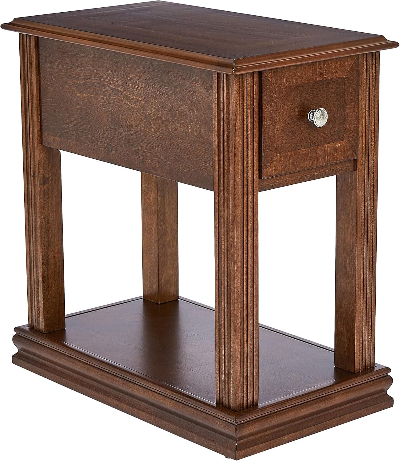 Ball & Cast Virginia Rectangular Wood End Table with Drawer, Brown Spice, 23 Inch Height