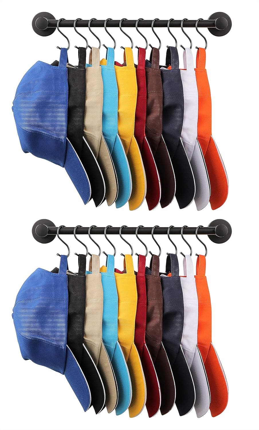 Hat Holder Organizer,Baseball Cap Holders Rack,Cap Organizer Hanger,Hat Storage,Coat Rack Wall Mounted With 10 Sliding Hooks(2pack) (black)