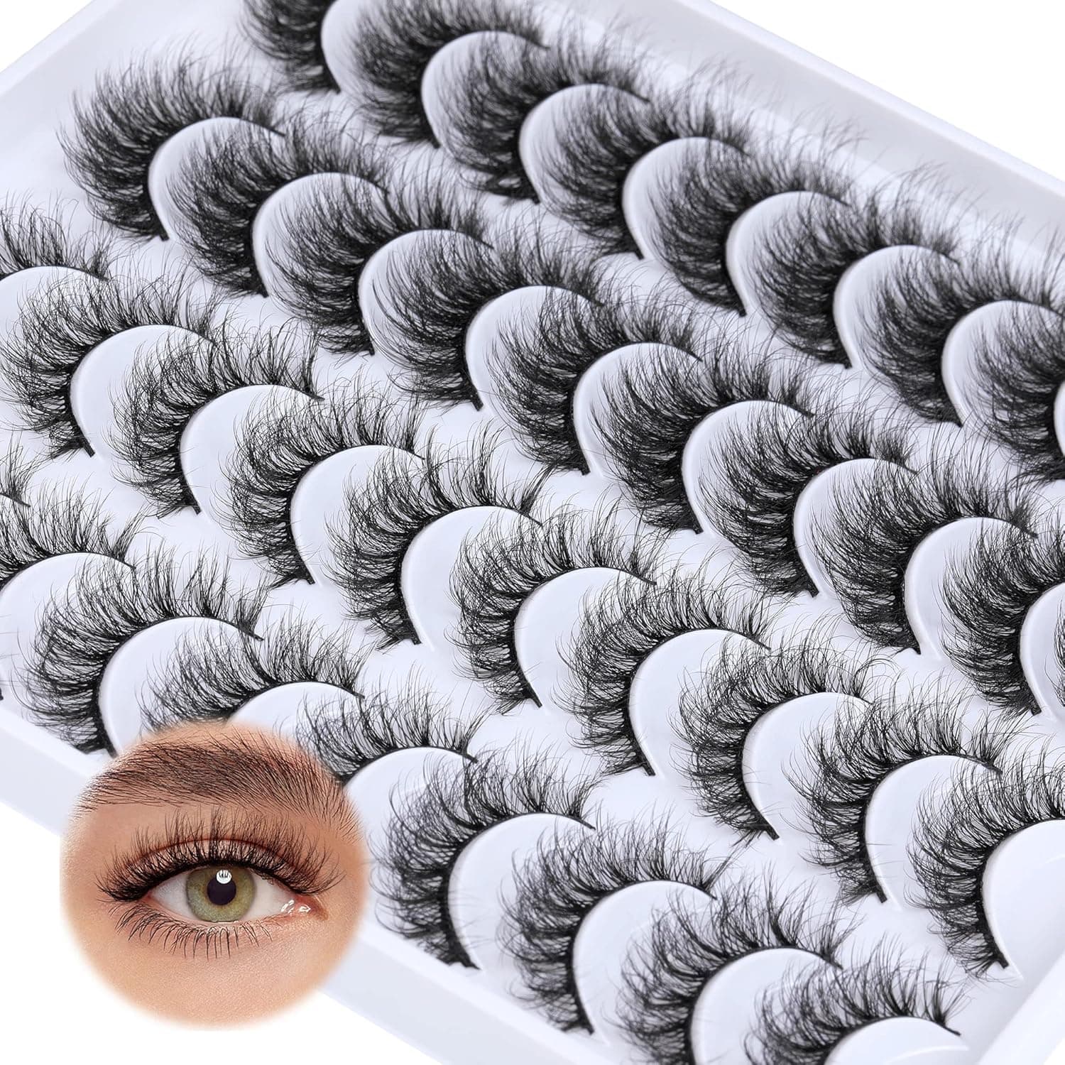 Newcally Lashes Mink Fluffy 20 Pairs False Eyelashes D Curl Strip Lashes Natural Like Eyelash Extensions 5D Volume Fake Eye Lashes Multipack 2 Styles