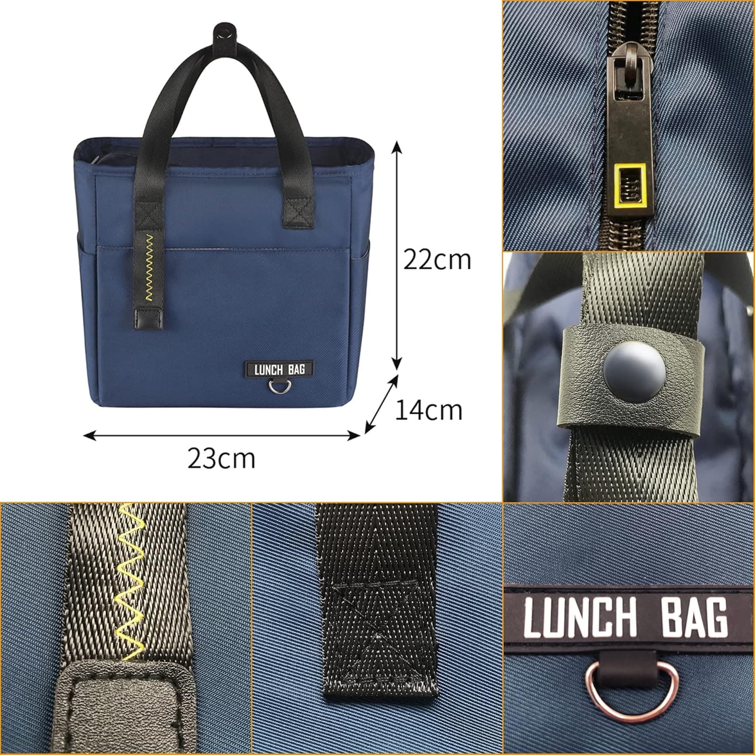 YiQ RiC Insulated Lunch Bag for Women/Men - Reusable Lunch Sack for Office Work University Picnic Beach Camping- Leakproof Cooler Tote Bag Freezable Lunch Bag for Adult (14 years old or above)