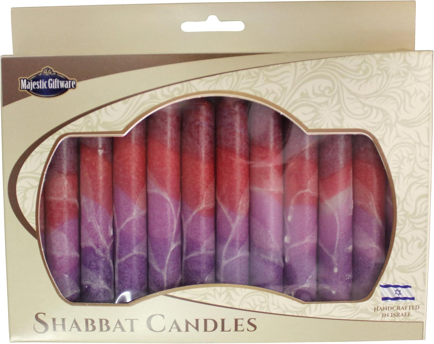 Majestic Giftware 12-Pack Hand Crafted Safed Shabbat Candle, 5 Inch, Fantasy Maroon (SC-SHSF-M)