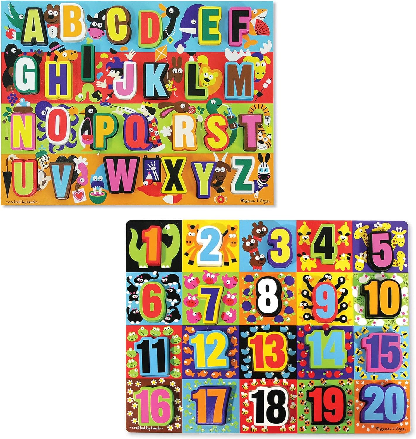 Melissa & Doug Jumbo Chunky Puzzles Bundle: ABC & Numbers