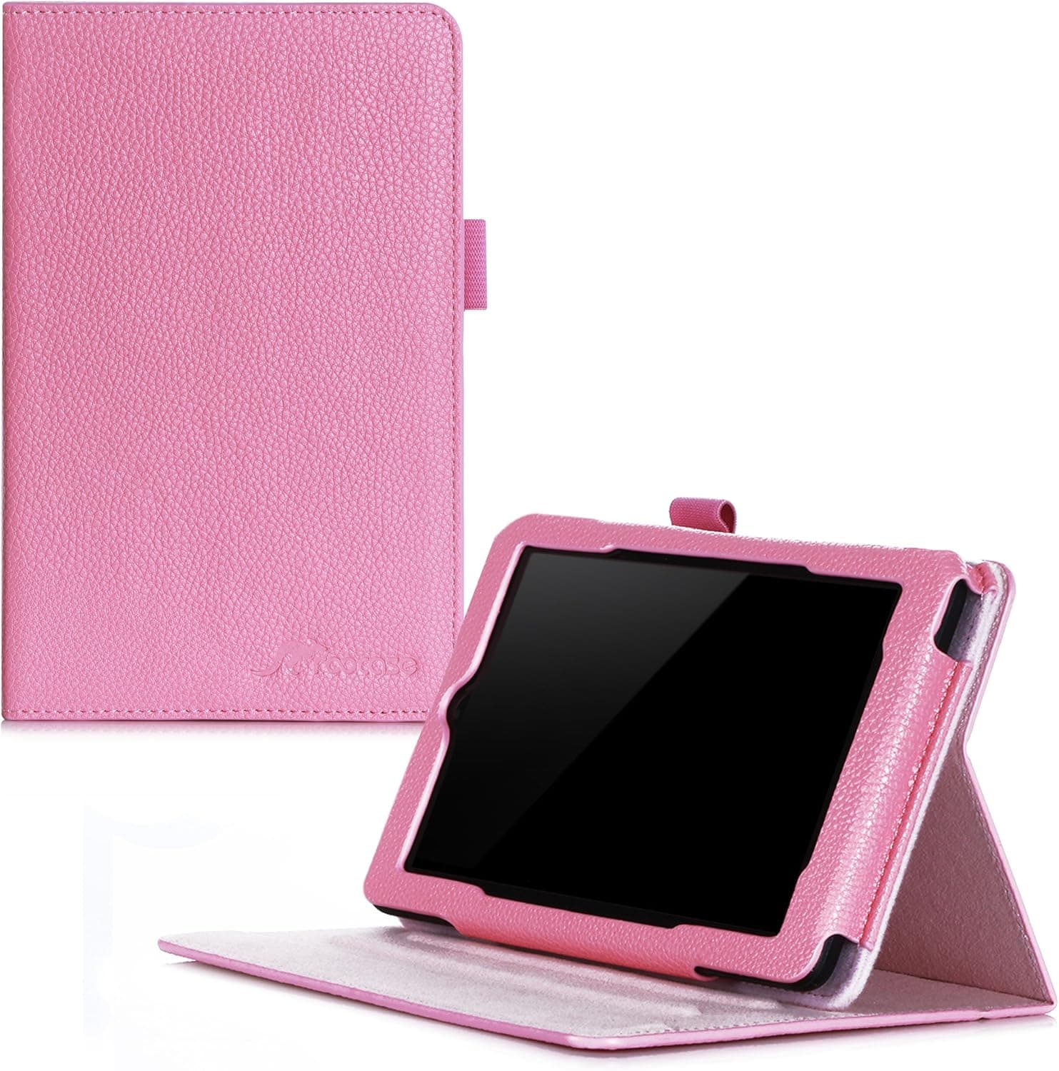 Fire 7 2015 Case, Amazon Fire 7 Case, rooCASE Dual View Leather PU Folio Slim Fit Lightweight Folding Cover with Stand for Fire 7 5th Gen 2015, Pink