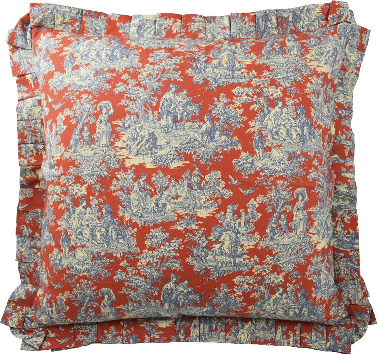 Waverly Sanctuary Rose Modern Toile Square Decorative Euro Sham Pillow Case, 26" x 26", Heritage Blue