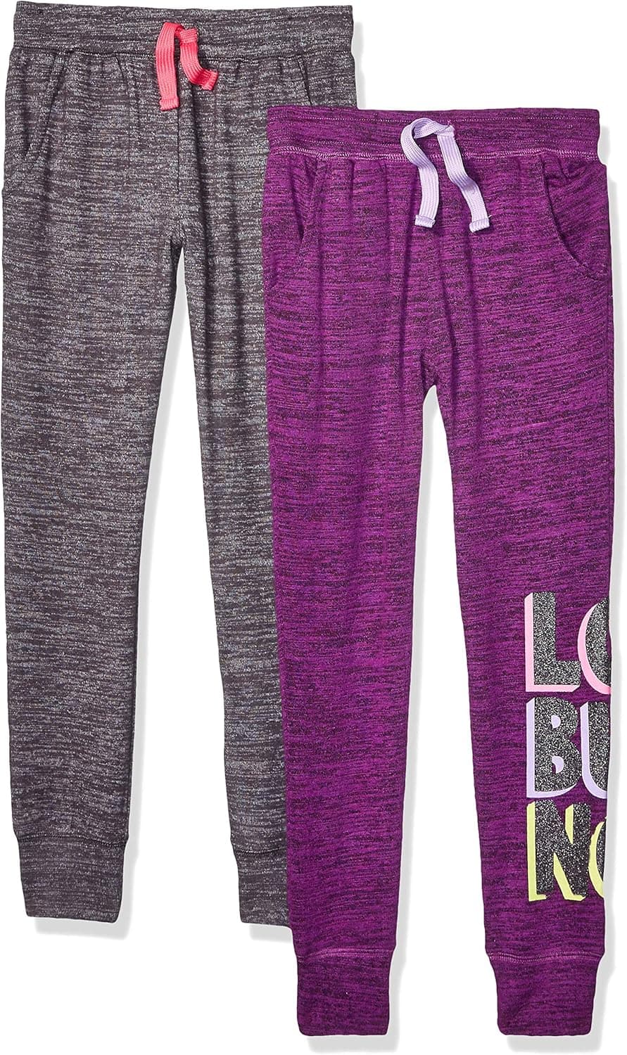 Spotted Zebra Girls and Toddlers' Cozy Knit Joggers, Pack of 2