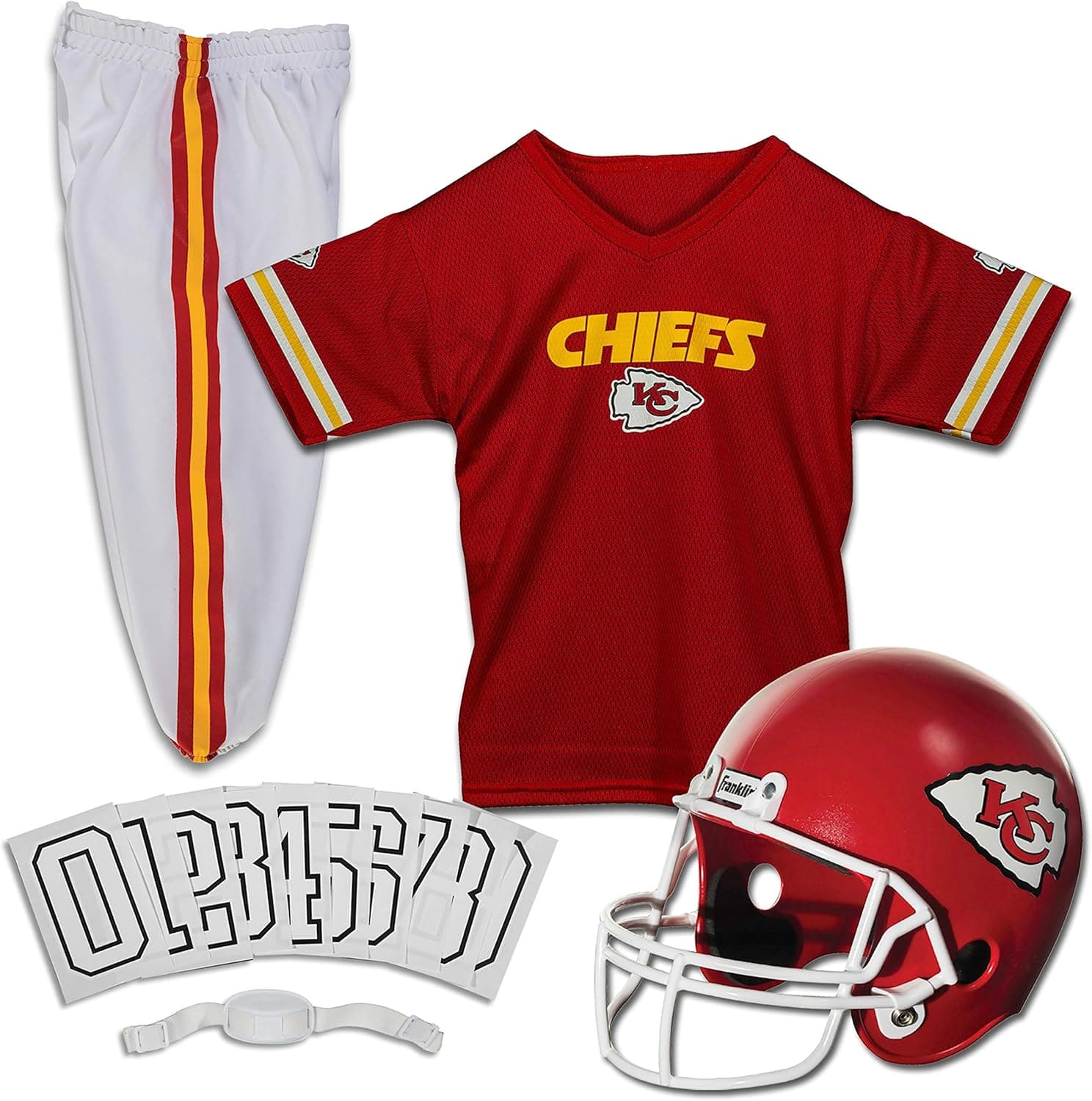 Franklin Sports NFL Kids Football Uniform Set - NFL Youth Football Costume for Boys & Girls - Set Includes Helmet, Jersey & Pants with Chinstrap + Numbers