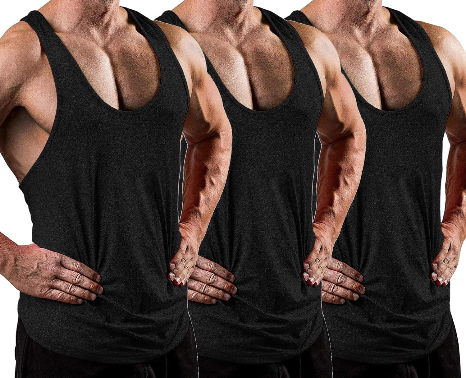 LecGee Mens 3 Pack Gym Tank Tops Y-Back Workout Muscle Tee Sleeveless Fitness Bodybuilding T Shirts