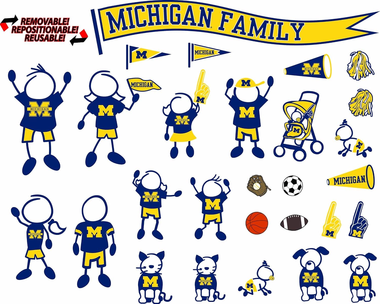 NCAA Michigan Wolverines Decal Family