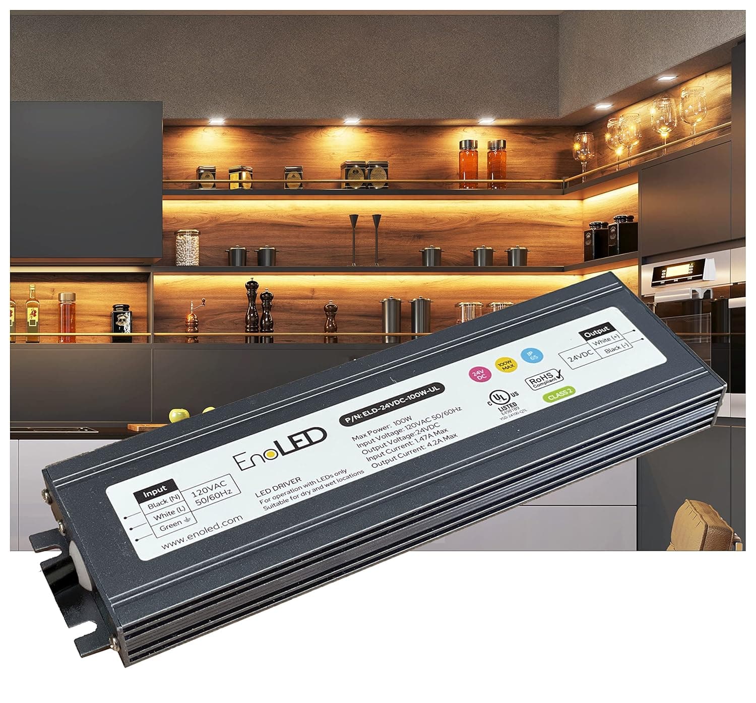 Low profile LED Driver UL Listed for LED Lights - 100W 24V LED Power Supply - Waterproof IP67 LED Transformer - Easy Installation- Wide Safety Features - for LED Tape, LED Strip Indoor & Outdoor use.