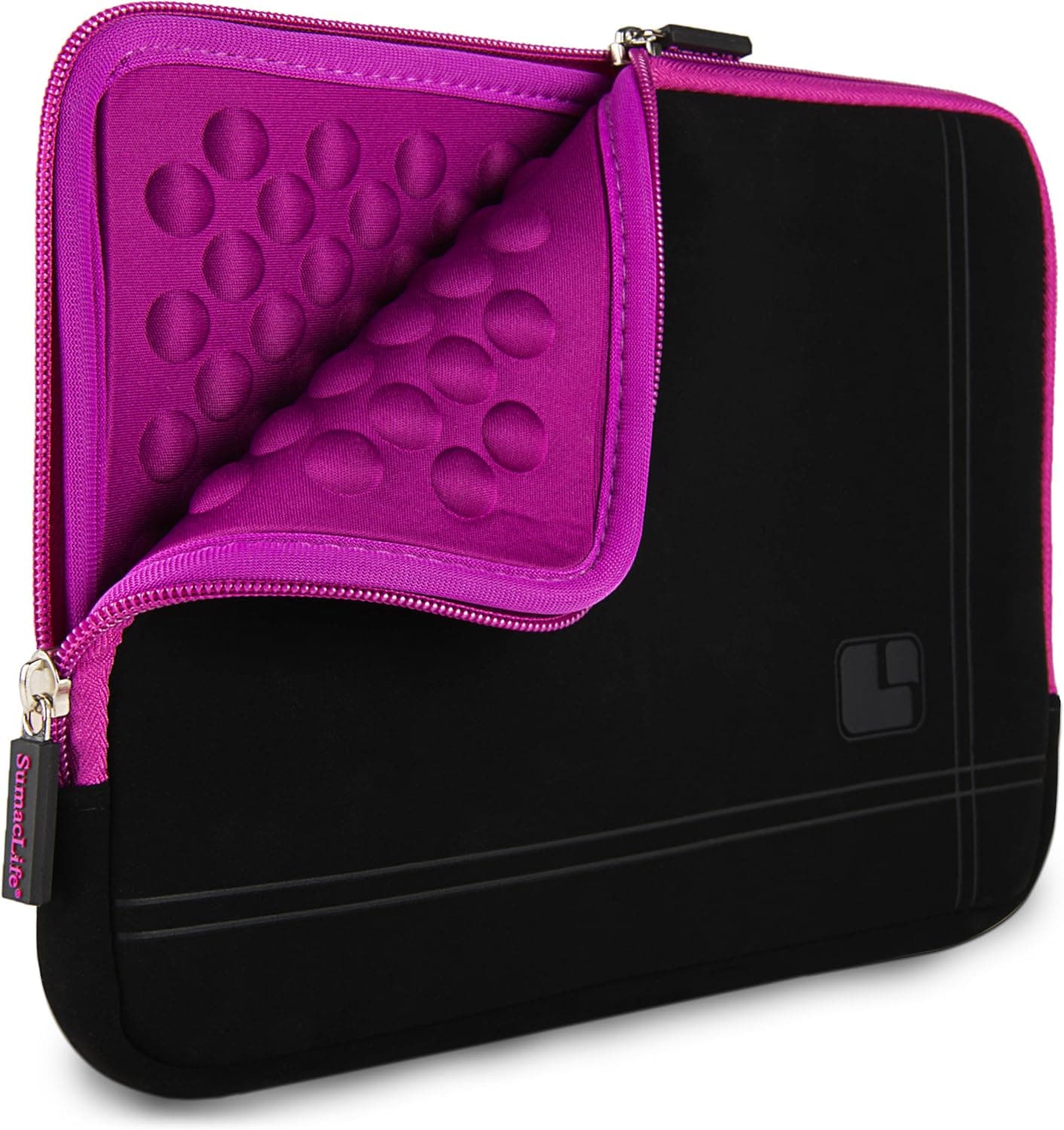 SumacLife Padded Sleeve – PRO Microsuede Quilted Cover Purple Black for Apple MacBook Pro 13 Retina Display & Air 13 inch