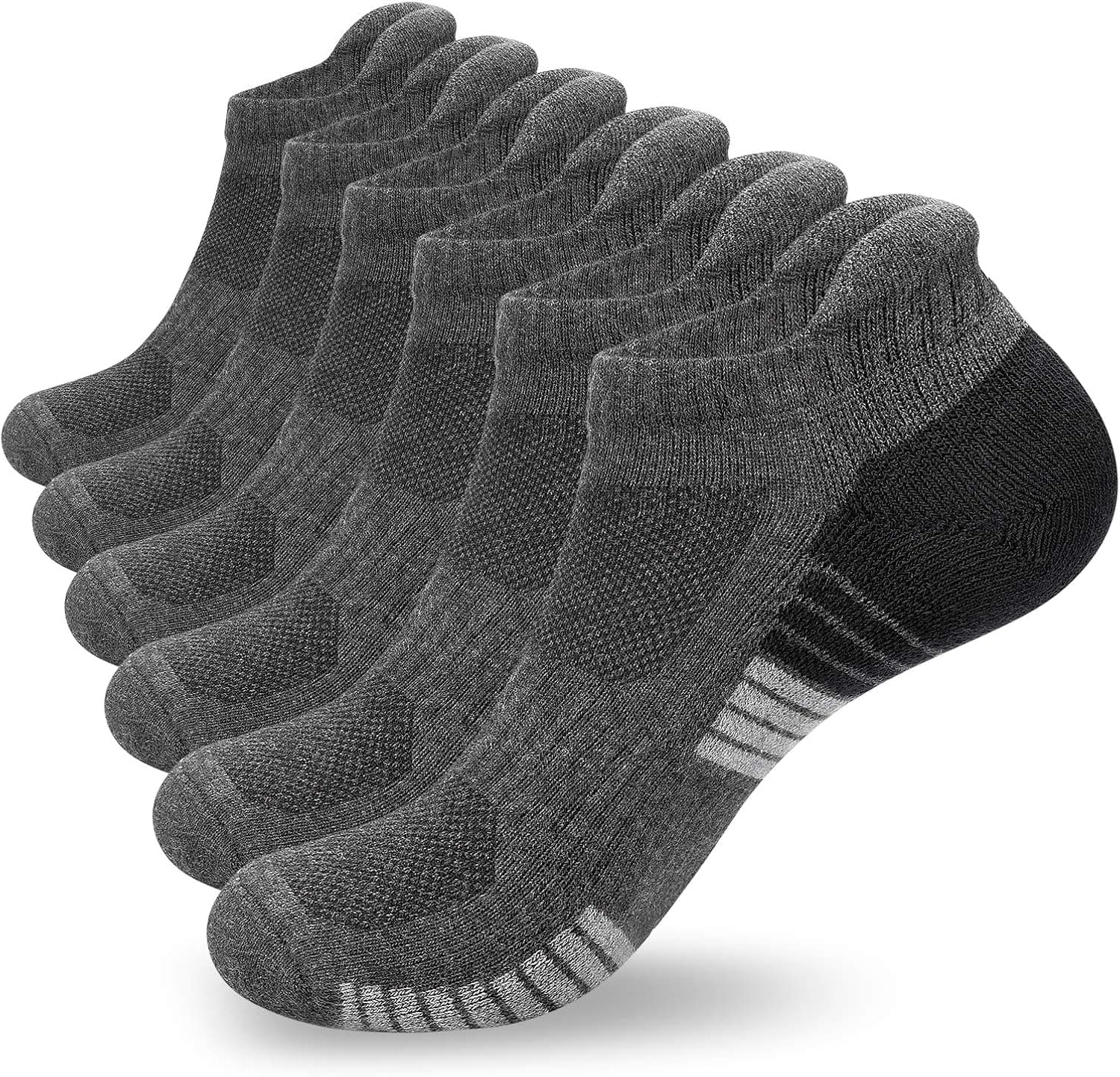 anqier Athletic Ankle Socks,Low Cut Running Sports Non-Slip Anti-Blister Cotton Cushioned Tab Socks Men Women 6 Pairs