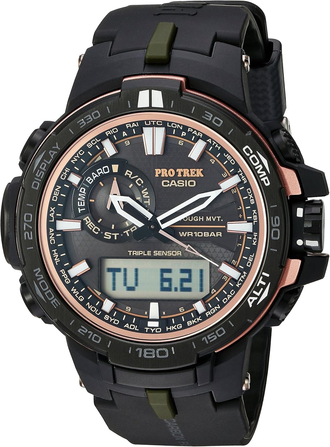 Casio Men's 'Pro Trek' Quartz Stainless Steel and Resin Sport Watch, Color:Black (Model: PRW-S6000Y-1CR)