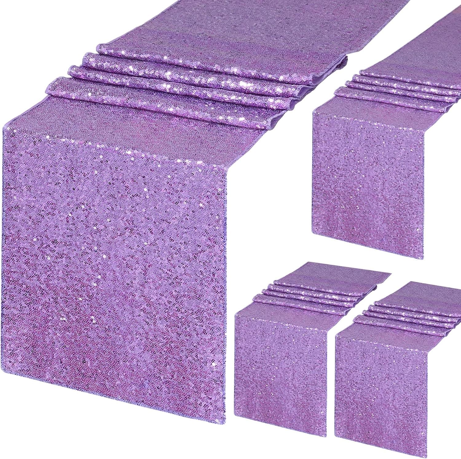 Table Runners 4 Pack 12x72 Inch Sequin Table Decorations for Party Lavender Wedding Decorations for Tables Holiday Table Decor