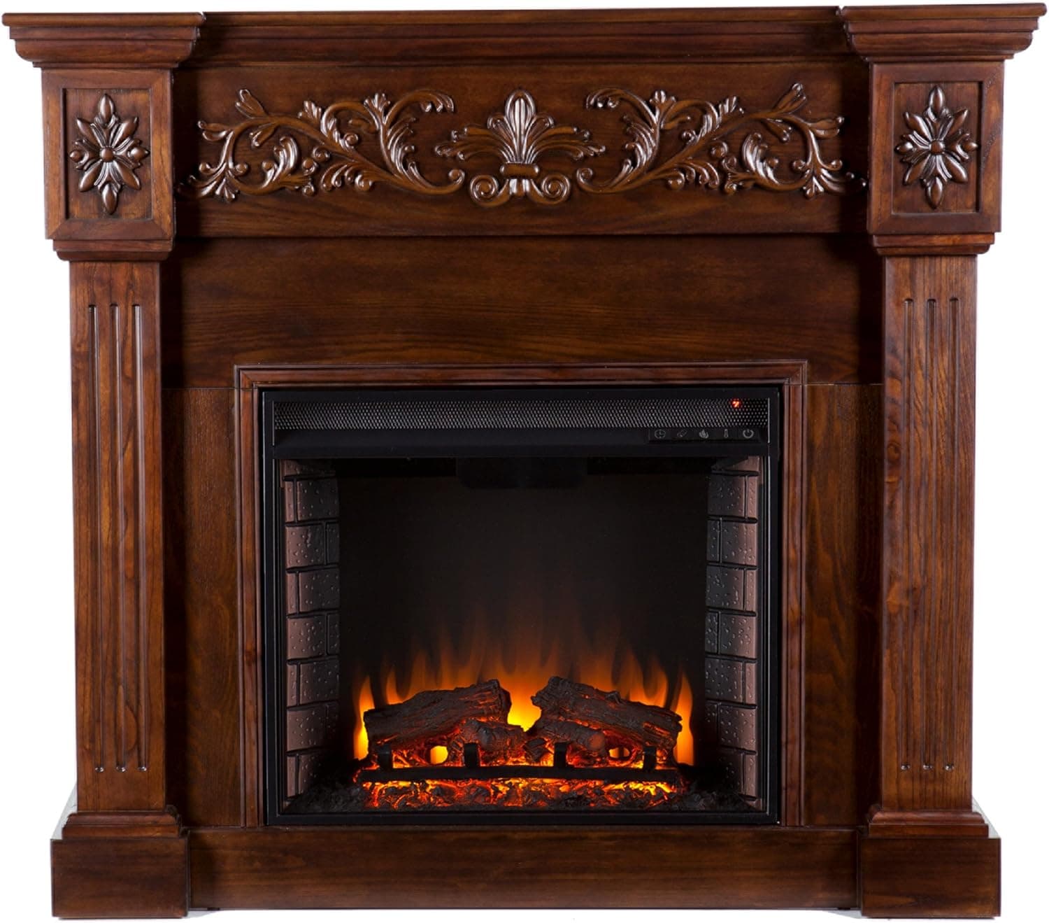 SEI Furniture Southern Enterprises Calvert Carved Electric Fireplace, Espresso Finish