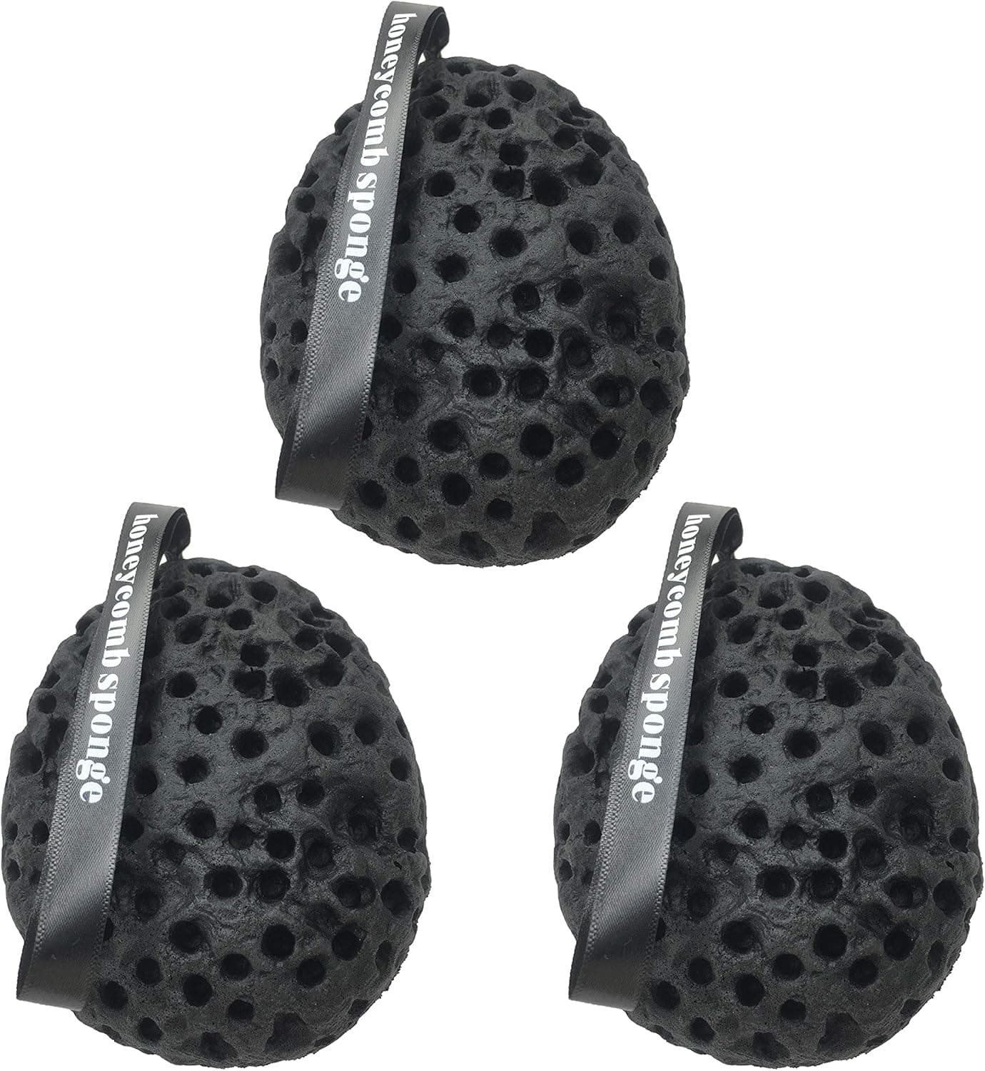 Spclsim Bath Shower Sponge Body Scrubber Loofah Sponge Gentle Body Exfoliating Loofahs Pouf Cleaning Body Luffa Sponge for Women Men Kid (Black-3 PCS)