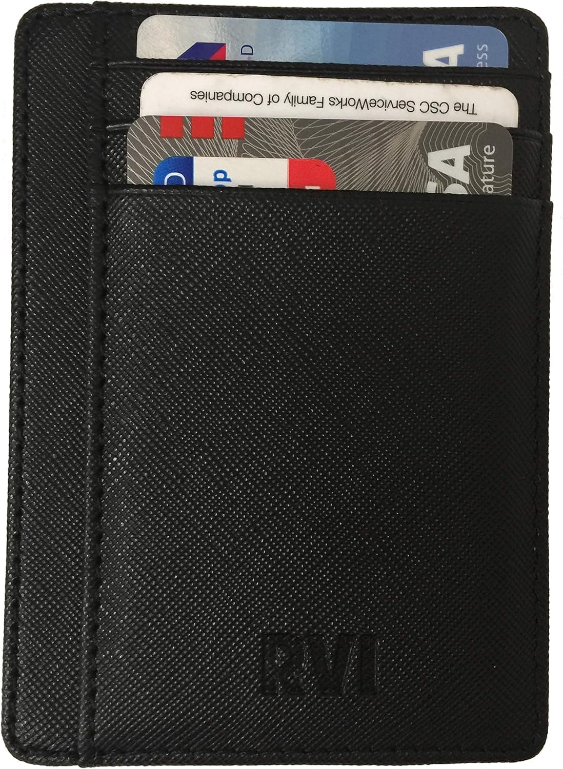 RVI RFID Front Pocket Minimalist Slim Leather Wallet Secure Credit Card Case, Perfect Gift for Travelers.