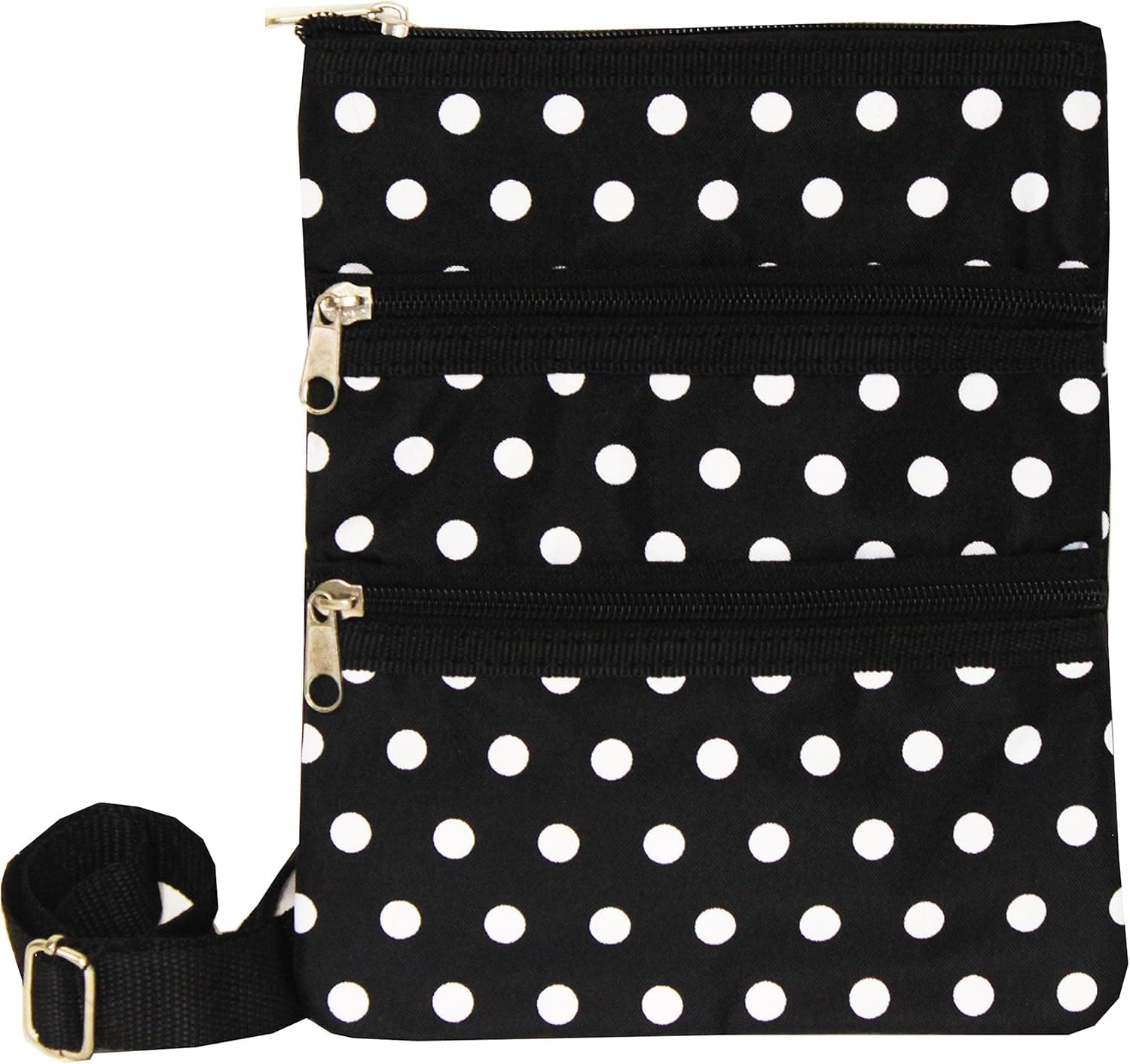 World Traveler Womens 9 Inch Swingpack Purse Bag, Black White Dot, One Size