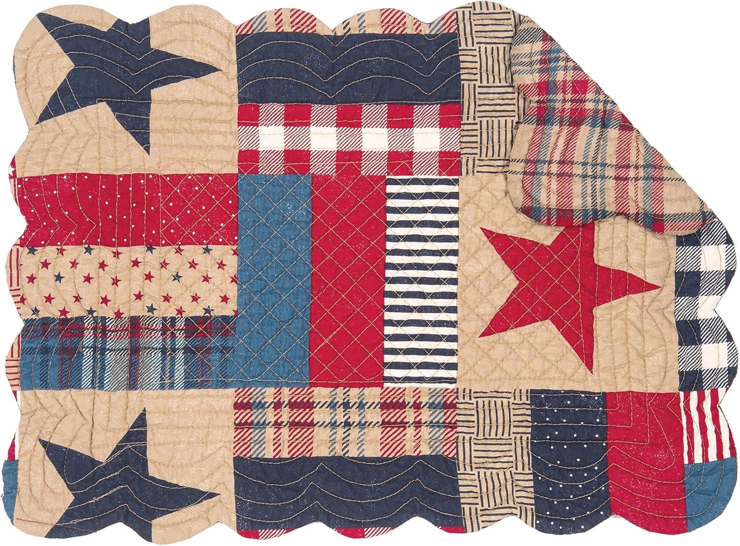 C&F Home Bennington 4th of July Patchwork Set of 6 Placemats Americana Patriotic Independence Memorial Labor Day Party Table Decorations Rectangular Placemat Set of 6 Blue