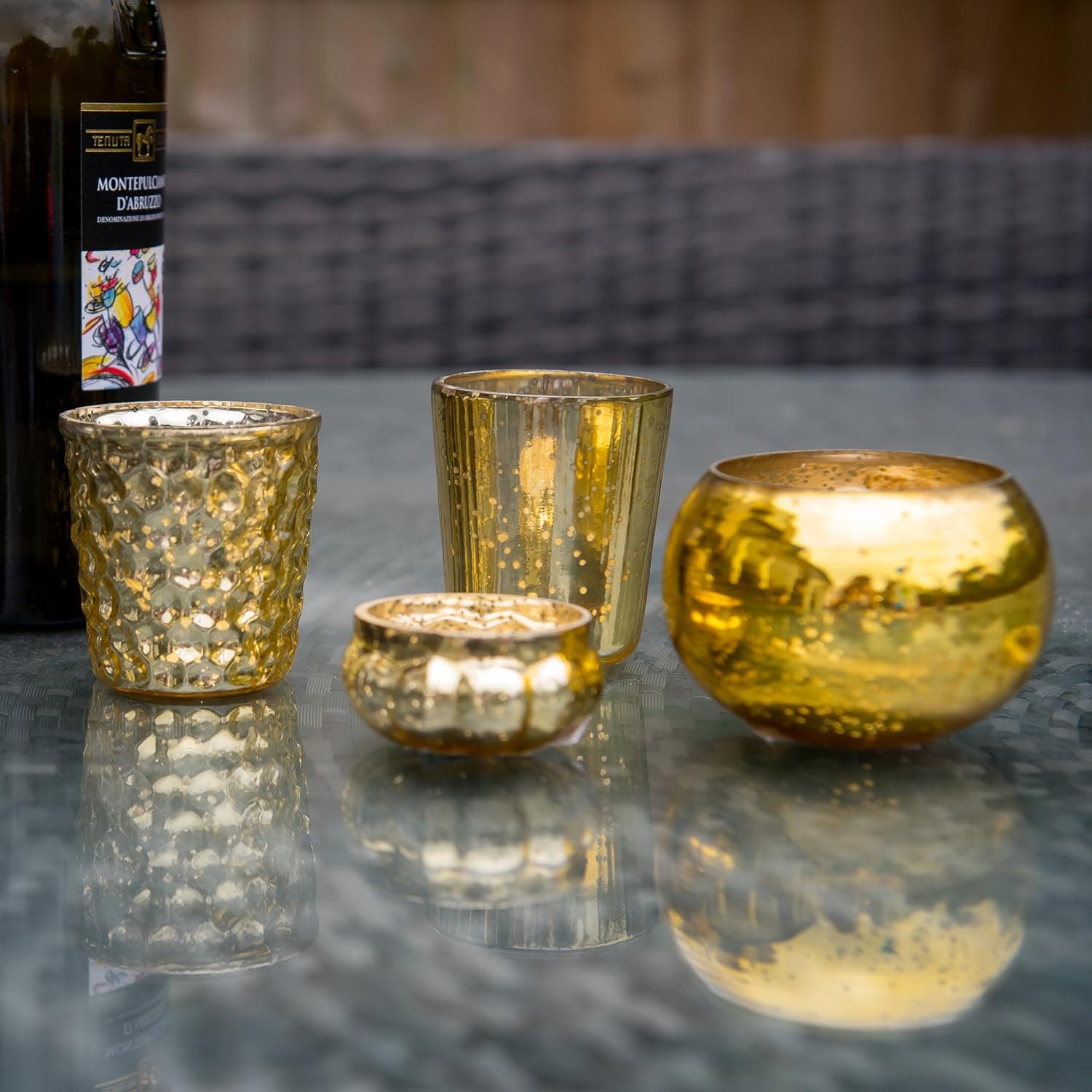 Insideretail Antique Pumpkin Mercury Glass Votives-Gold-5cm x 5cm, Set of 12, 5cm x 5cm, Gold