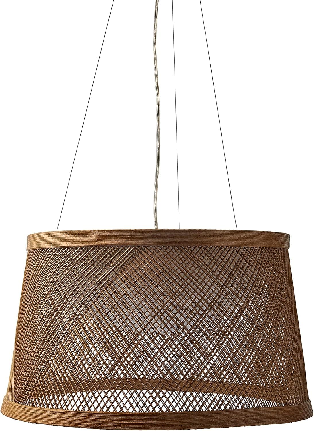 Amazon Brand – Stone & Beam Modern Coastal Raffia Ceiling Hanging Pendant Chandelier Fixture With Built-In LED Light - 20.3 x 11 Inch Shade