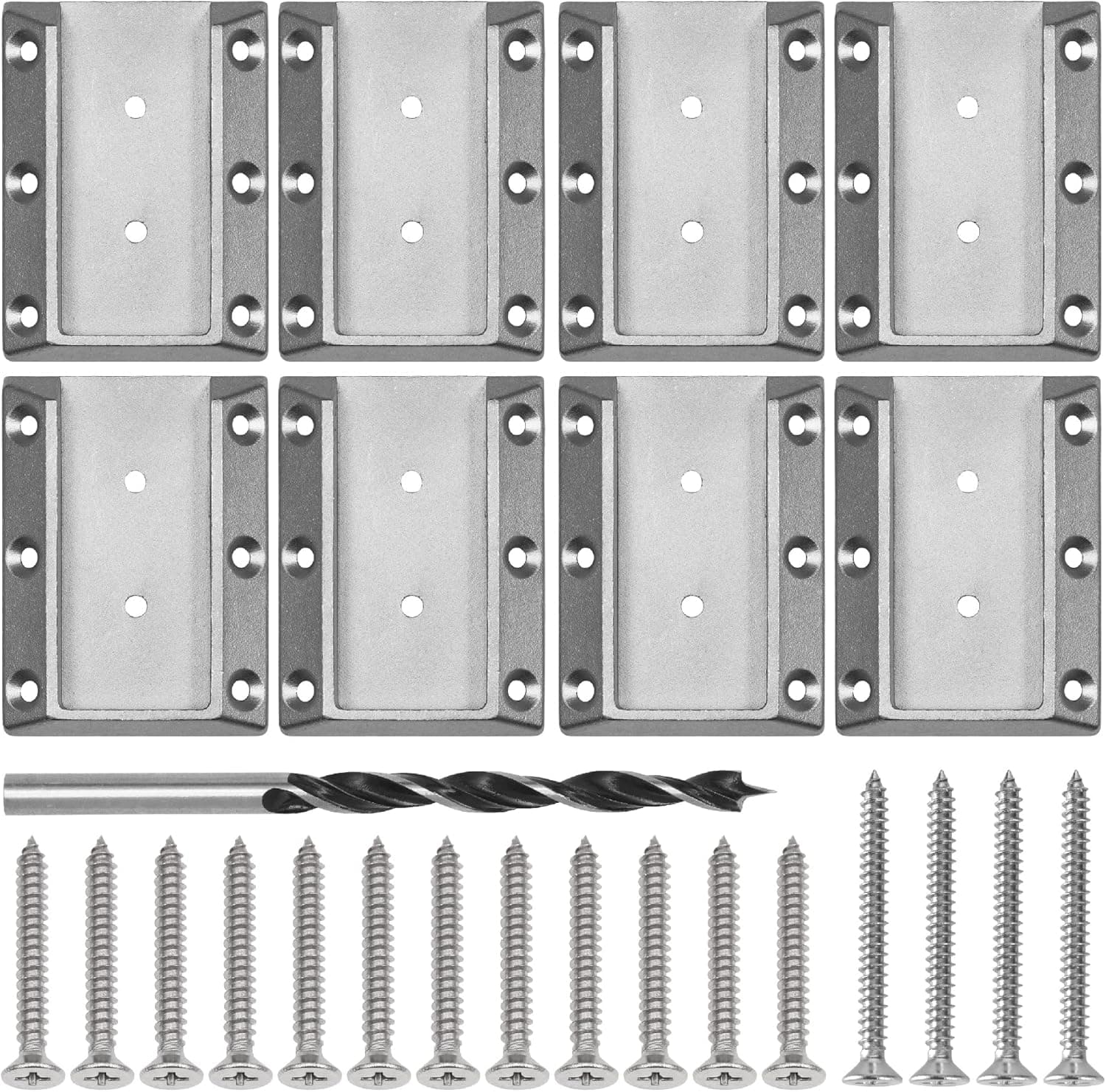 Wanhork 304 Stainless Steel Deck Railing Connectors, for 2x4 (Actual 1.5x3.5in) Stair Wood Handrail Deck Railing Bracket (4 Pairs, Silver)