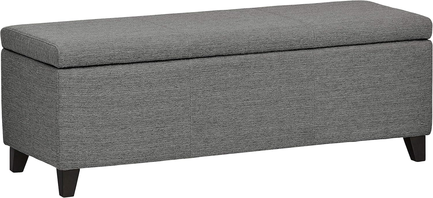 Amazon Brand – Ravenna Home Tolt Upholstered Storage Ottoman Bench, 48"W, Charcoal