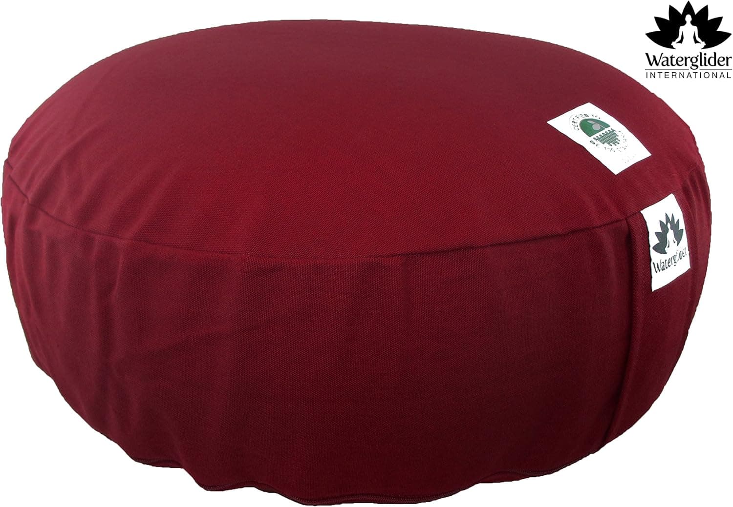 Waterglider International Zafu Organic Cotton with USA Grown Buckwheat Hulls Meditation Pillow: Rondo Style with Liner- 6 Colors