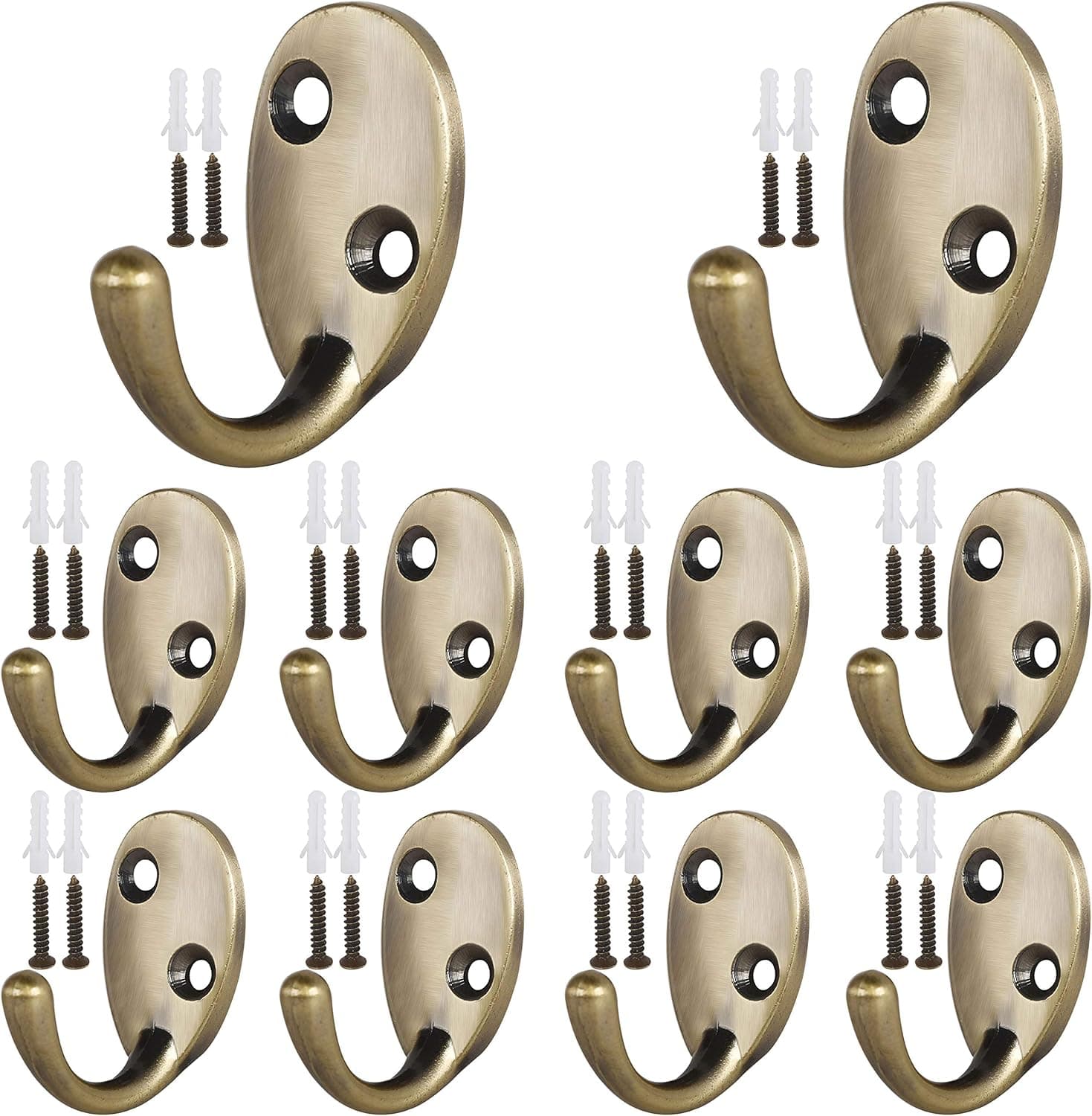 WEBI Single Prong Hook Robe Metal Coat Hat Hook Wall Hooks for Bath Towel Closet Clothes Rail Garment, Wall Mount Entryway,10 Packs,Bronze