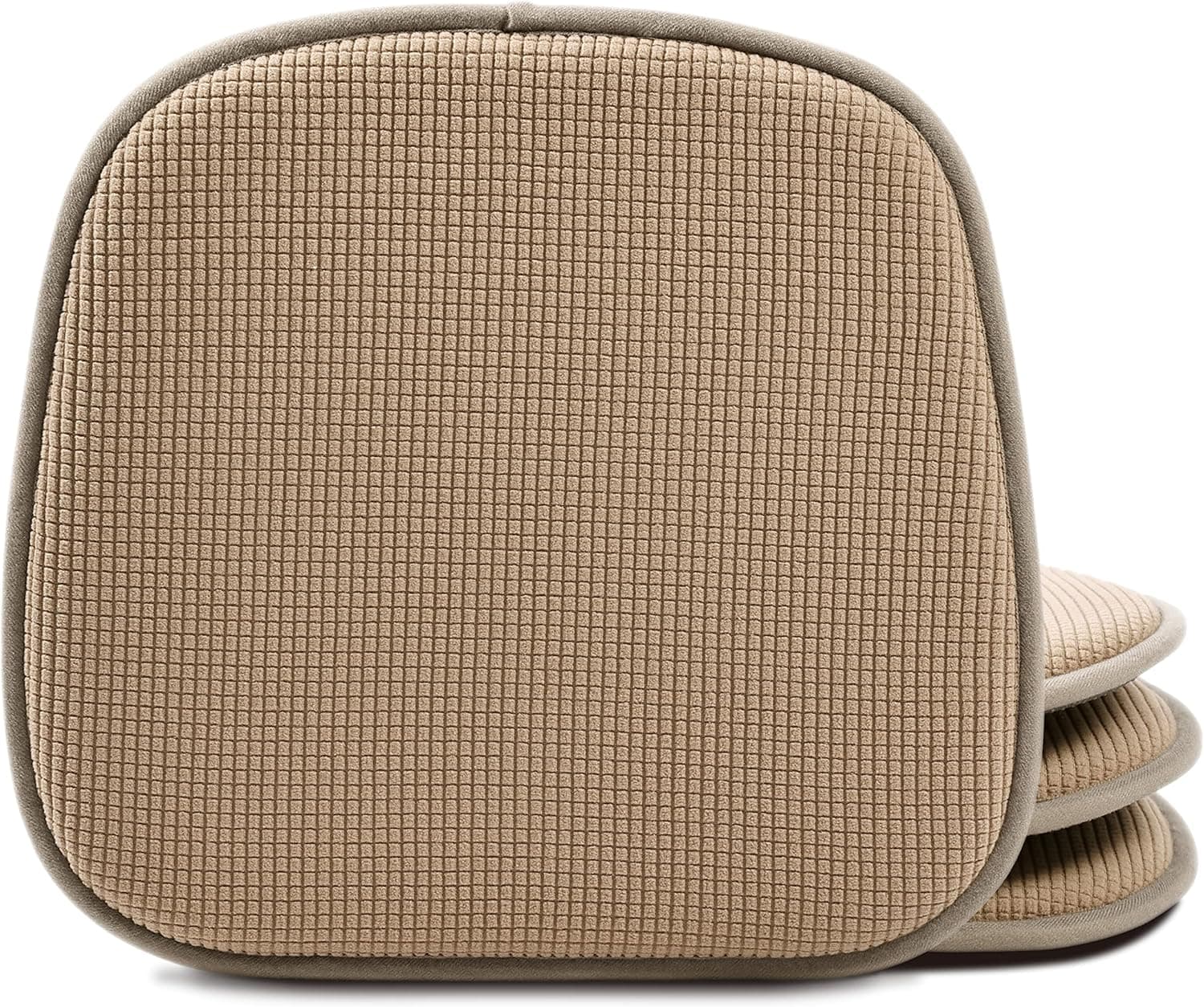 Shinnwa Seat Cushions for Kitchen Chairs Indoor Dining Room Non Slip Metal Chair Cushion Pads with U-Shaped Foam Pad and Plaid Velvet Cover Overall Washable Set of 4 [15 x 16 Inches] Brown