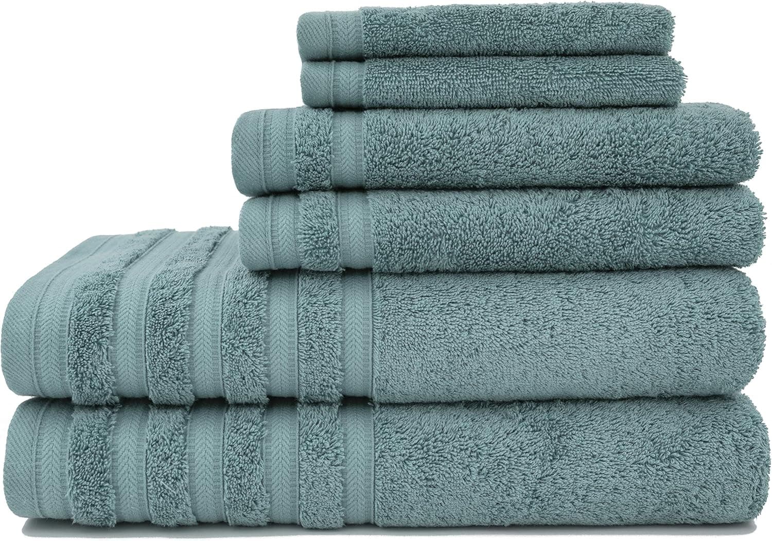Baltic Linen Pure Elegance 100% Turkish Cotton Luxury Towels, 2 Bath Towels, 2 Hand Towels, 2 Washcloths, Smoke Blue, 6 Piece Set