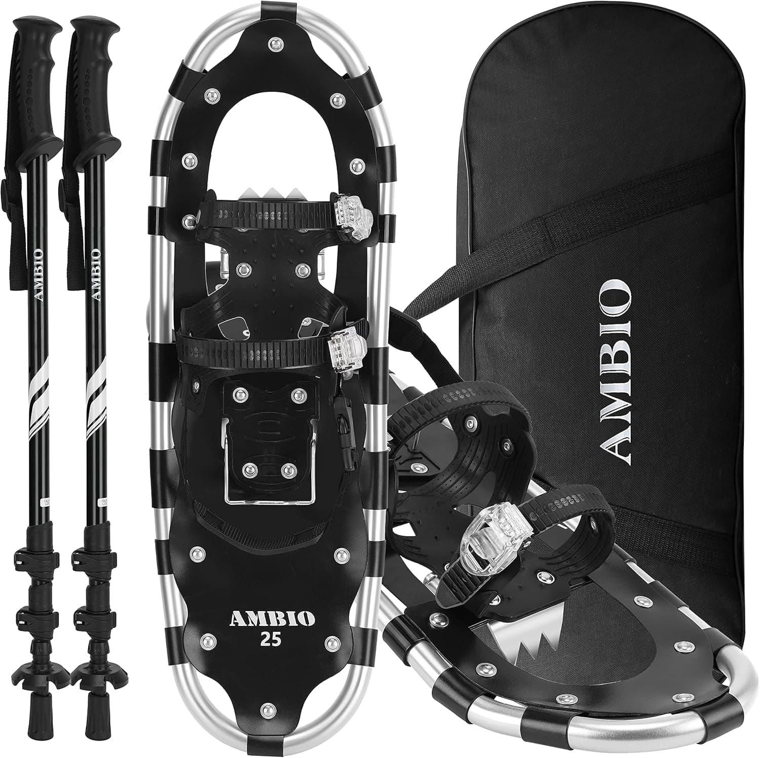 AMBIO Lightweight Snowshoes for Men Women Youth Kids, Aluminum Alloy Terrain Snow Shoes with Leg Gaiters and Carrying Tote Bag
