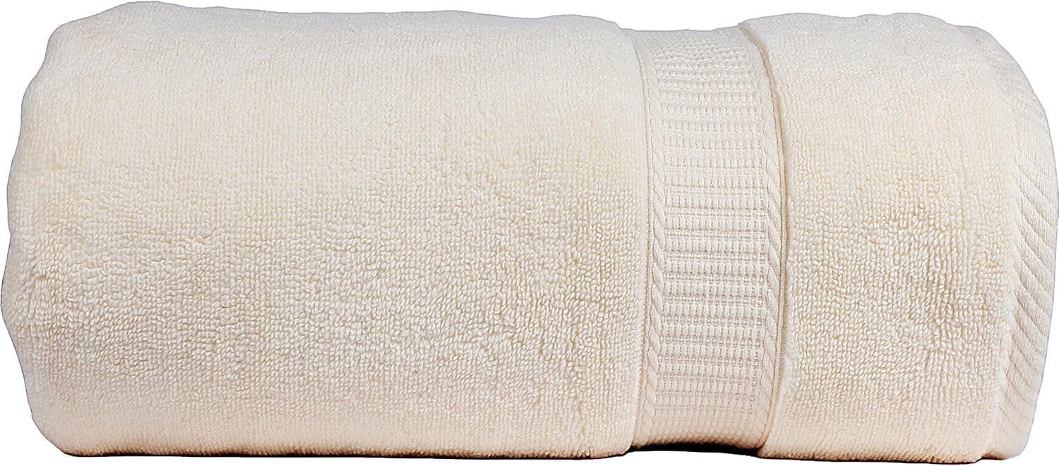Casa Copenhagen Exotic 600 GSM 30 x 57 inches 100 % Combed Cotton Bath Sheet Towel, Off-white